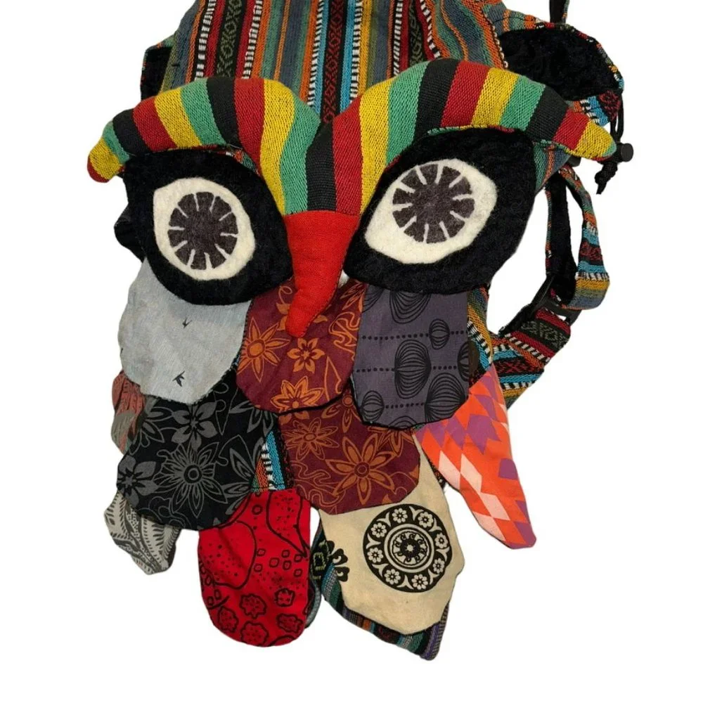 African Patchwork OWL cotton back pack TRAVEL